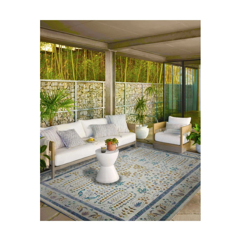 Bordered Gray Botanical Themed Patterned Woven Base Carpet And Washable Carpet, Round 3'4"