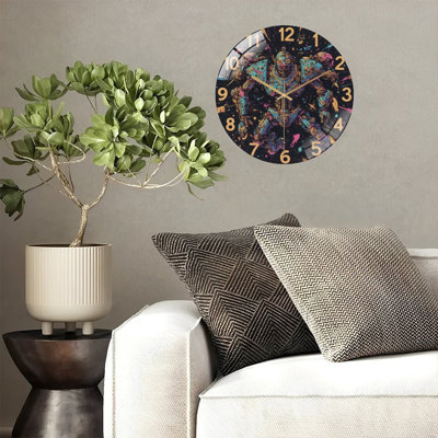 Robot On Clock Face Art - 12'' Modern Glass Wall Clock