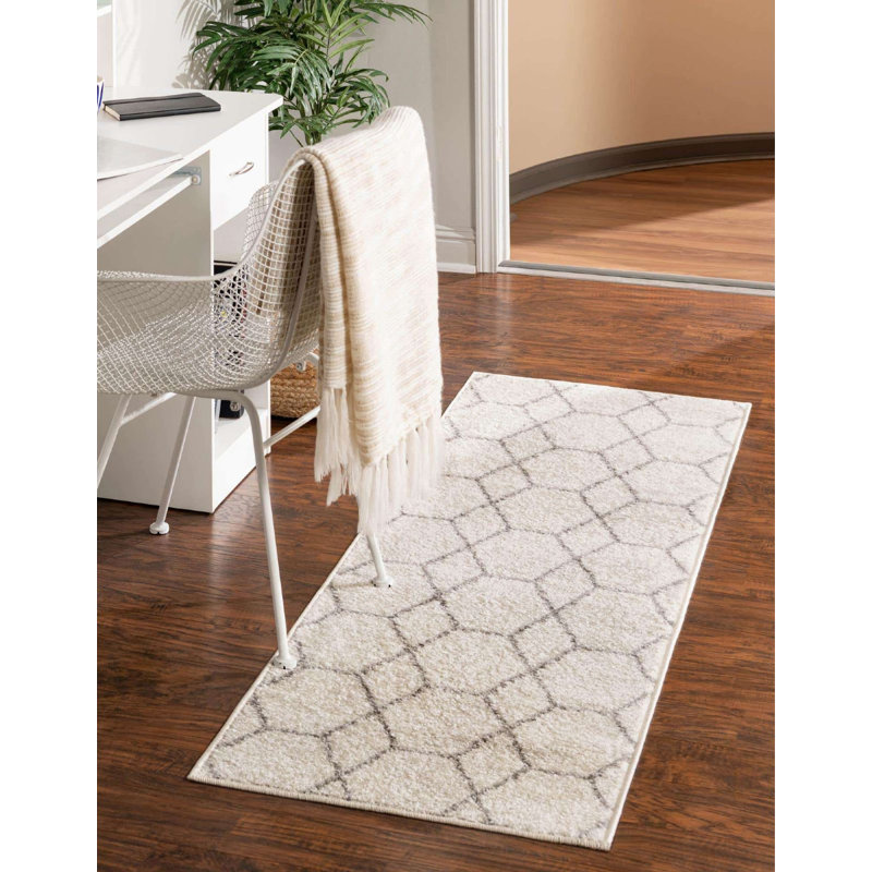 Tapis contemporain Tellaro de couleur crème, Tapis de couloir 2 pi x 6 pi
