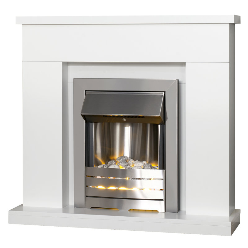 Lomond Adam 100cm W Pure White Electric Electric Fireplace Suite with 6824.28 BTU
