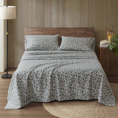 4 Pieces Cotton Flannel Printed Sheet Set