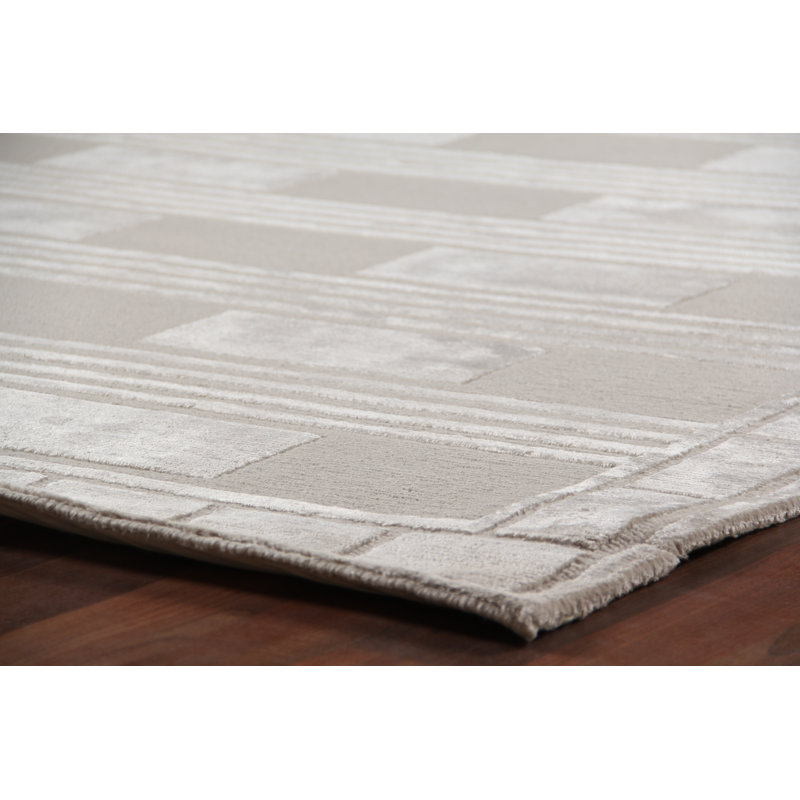 Metro-Velvet Geometric Area Rug in Light Brown/Gray, Rectangle 8' x 10'