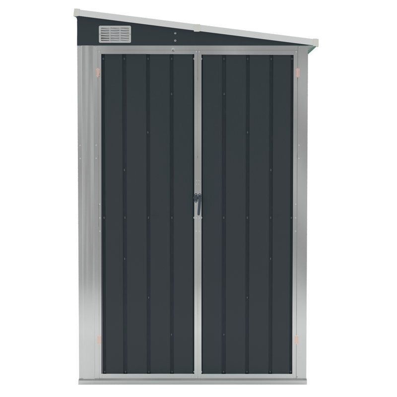 vidaXL Garden Shed (wood-like finish) Galvanized steel, metal Medium, Anthracite, 70.1" H x 46.5" W x 76.4" D