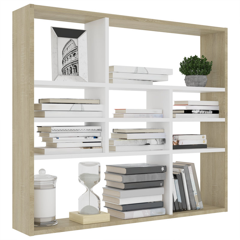 Ramus 10 -Piece Accent Shelf, White/Sonoma Oak