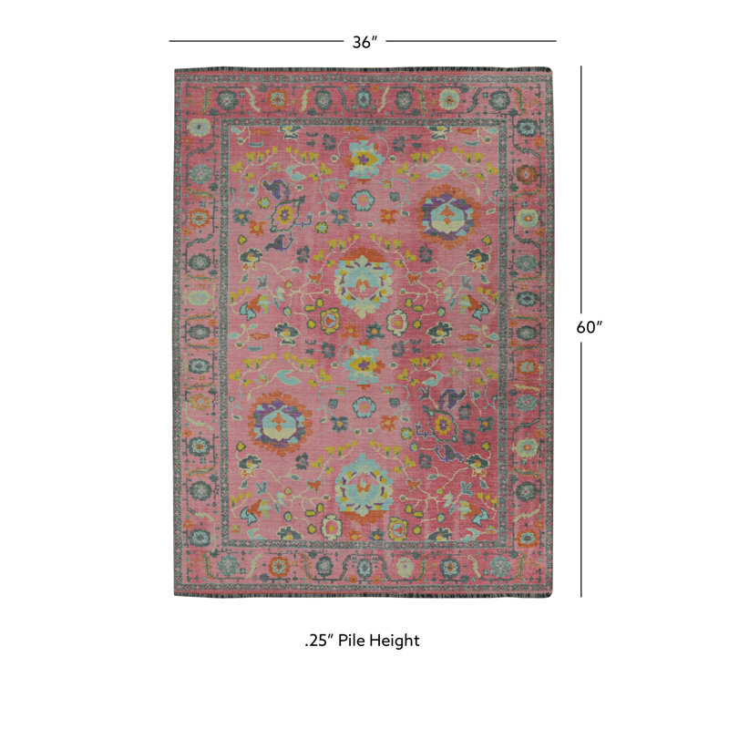 Connie-May Pink And Blue Runner Rug, Rectangle 3' x 5'
