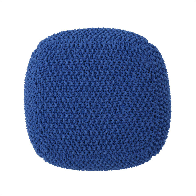 Pim Knitted Cotton Pouf Cube 20.5 X 20.5 X 16.5 Pouf.