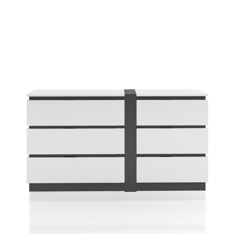 Carilla 58" W 6-Drawer Two-Tone Modern Dresser