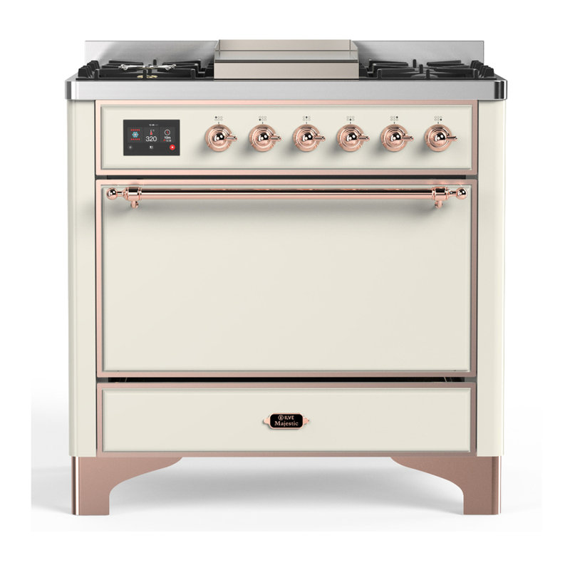 Majestic III Series 36 Inch Dual Fuel Range with 6 Sealed Burners, Griddle, in Emerald Green (Natural Gas, Copper Trim)