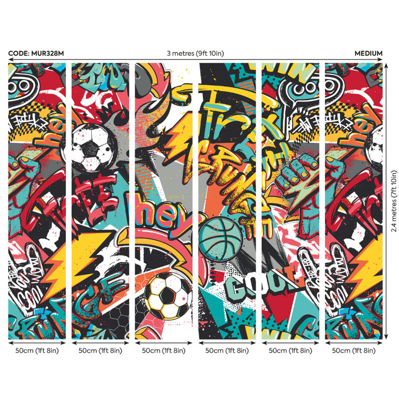Fredrico Matte Wall Mural, 240cm L x 300cm W, Red