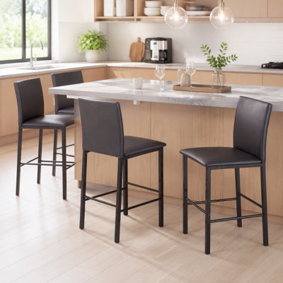 Chaises de salle à manger à hauteur de comptoir en métal Citico, cadre en métal noir, ensemble de 4