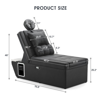 Fashion Black Head Spa Equipment With Foot Bath Backwash  Bed With Shampoo Bowl