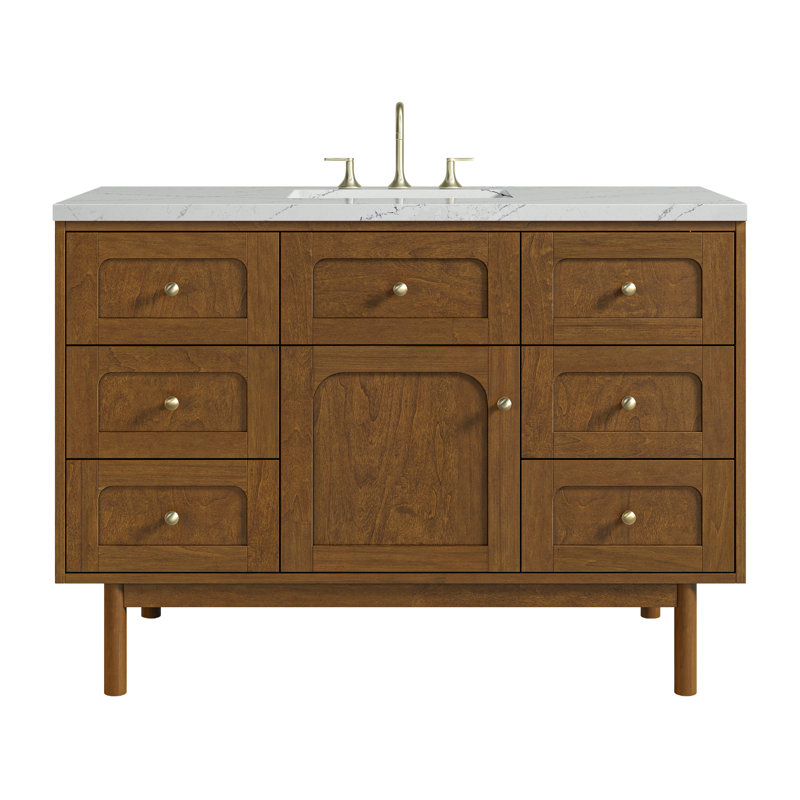 Laurent 48'' W Single Vanity, Ethereal Noctis, 8" Widespread, Honey Brown