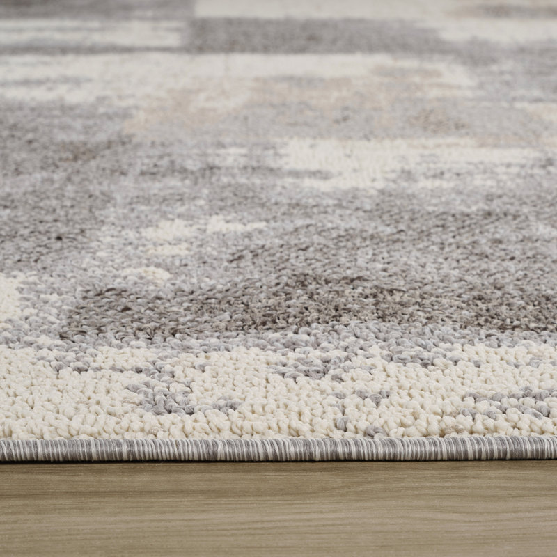 Tapis à motif abstrait gris beige., Rectangle 7 pi 10 po x 10 pi 10 po