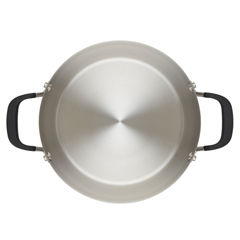 KitchenAid Stainless Steel Induction Stockpot with Measuring Marks and Lid, 8 Quart, Brushed Stainless Steel