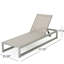Chaise longue grise de 2 personnes, structure en aluminium et siège en filet ventilé, réglable pour un bain de soleil confortable