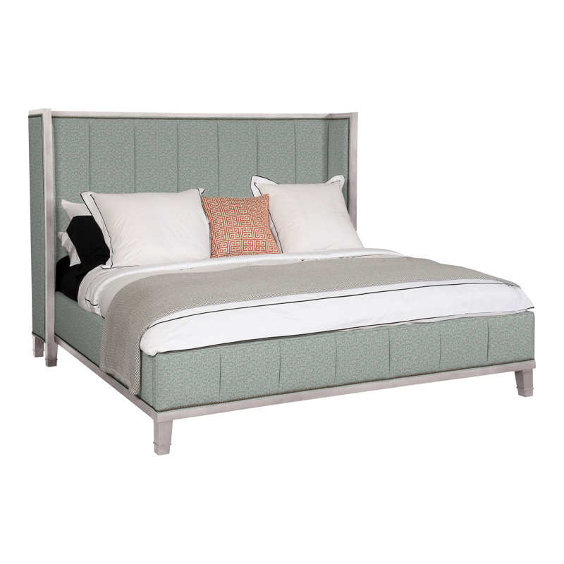 Mattingly Upholstered Wingback Bed, Dove Gray, Tuck Water, Yes