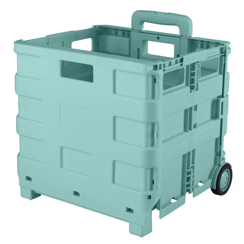 Capacité de 55 lb de couleur menthe | Chariot d'épicerie pliable | Chariot utilitaire léger avec roulettes