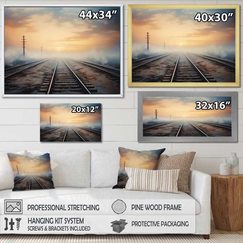" Train Transcendent Tracks ", Black Picture Framed, 30" H x 40" W x 1.5" D
