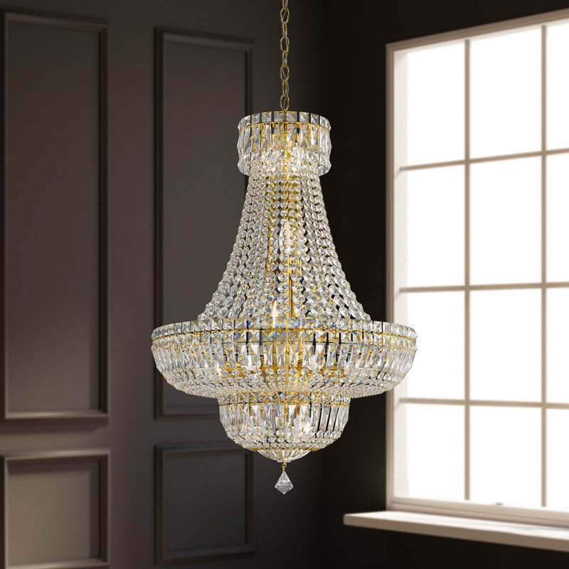Petit Crystal Deluxe 16 Light 21in x 31in Chandelier in Silver with Clear Radiance Crystals, Chinese (K9), Gold