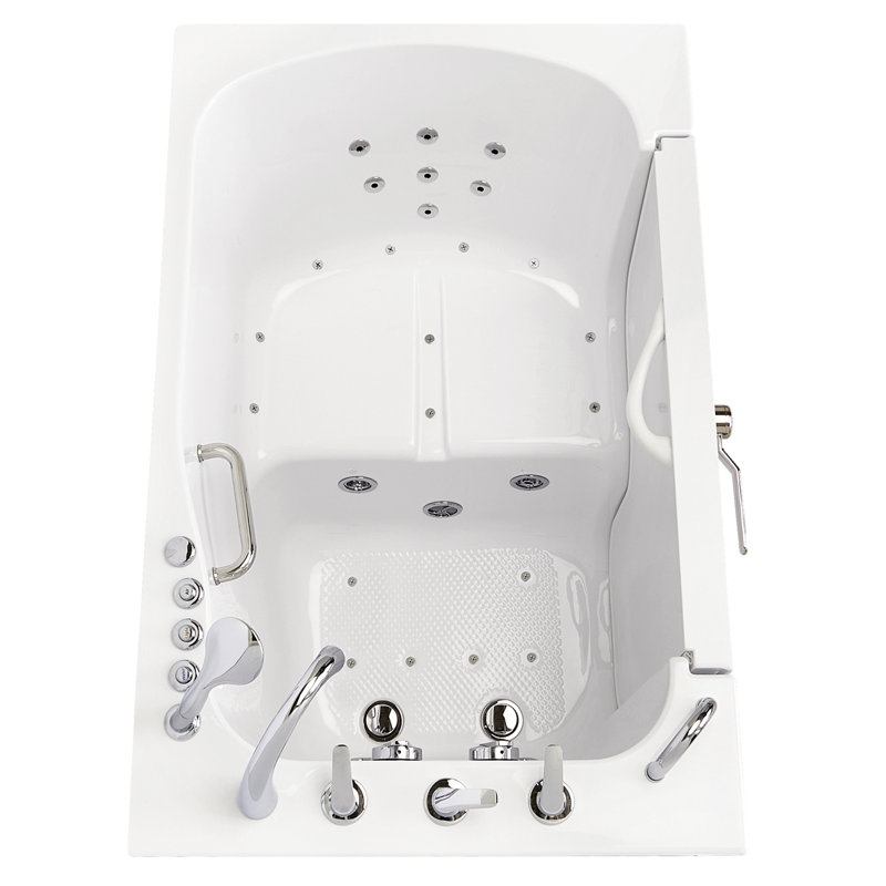 Wheelchair Transfer 36"x55" Acrylic Air and Hydro Massage Walk-In Bathtub, Fast Fill Faucet, Left