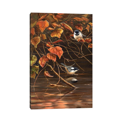 Autumn Leaves - Coal Tits by Jeremy Paul - Painting on Canvas