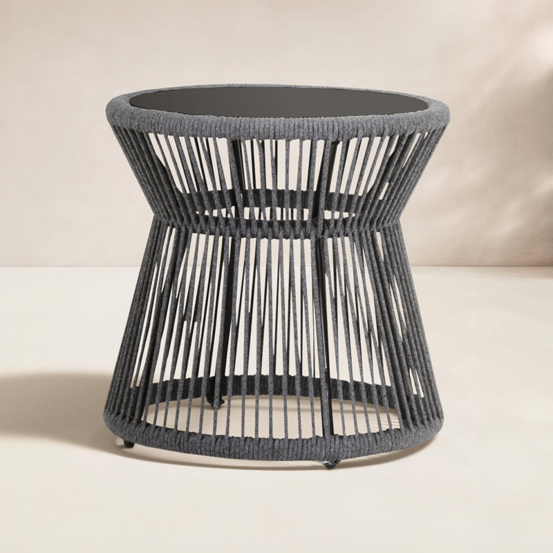 Miami Outdoor Round Side Table, Charcoal