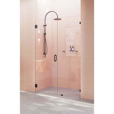 Illume 46.5 in. x 78 in. Fully Frameless Wall Hinge Shower Door