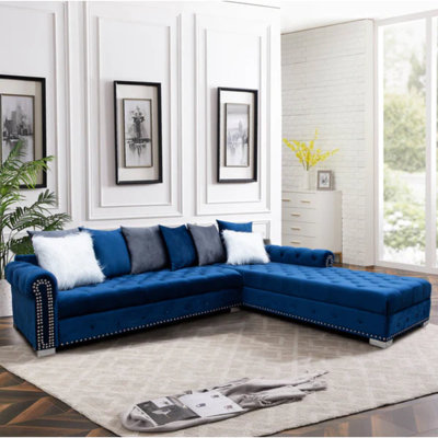 Velvet L-Shaped Sectional Right Hand Facing
