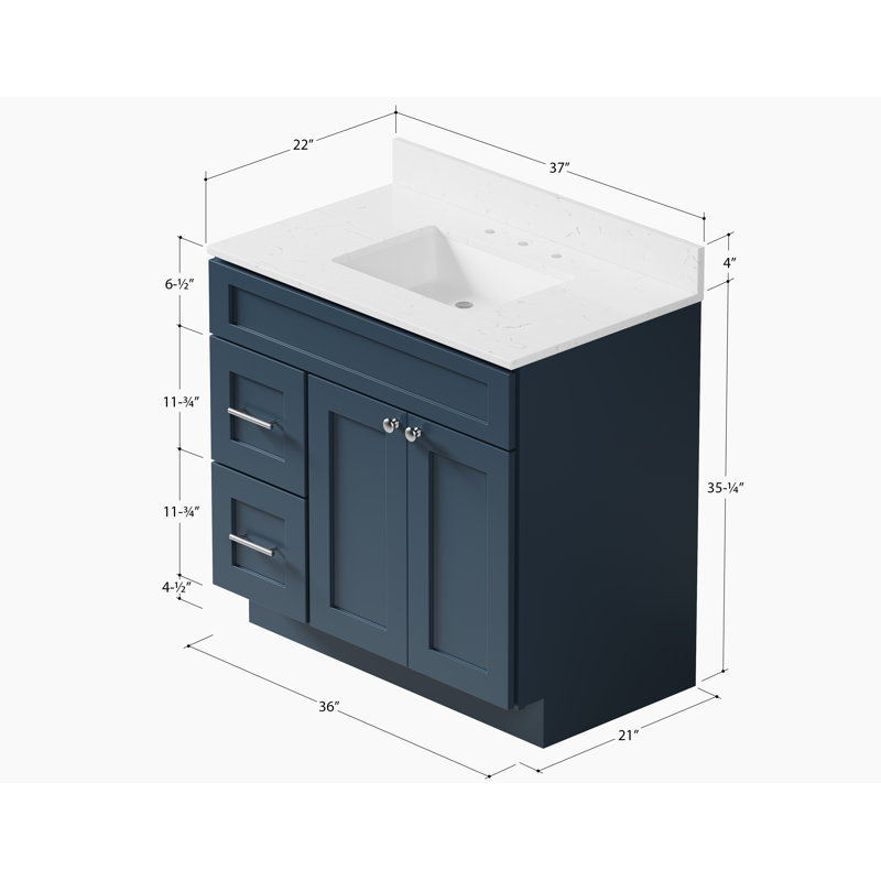 Chrisna 37" Single Bathroom Vanity Set, Blue