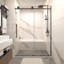 Mortix 54 po X P 74 po H Porte de douche coulissante simple sans cadre en noir mat avec transparent 5/16 po Verre