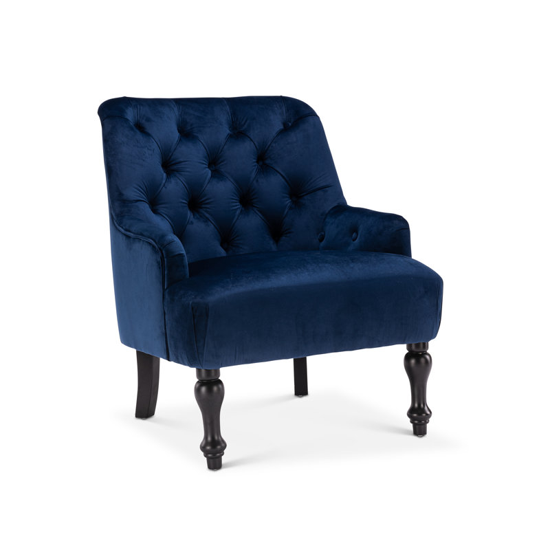 Edgeley Velvet Tufted Armchair, Blue