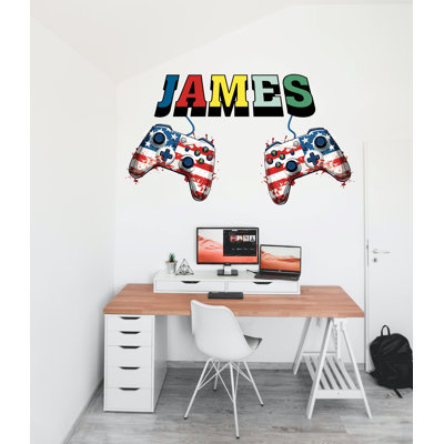 Gamer American Flag Personalized Wall Decal