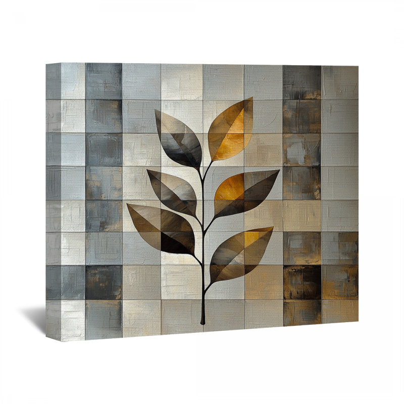 Feuille avec toile tendue - Décoration murale nature, H 12 po x l 12 po