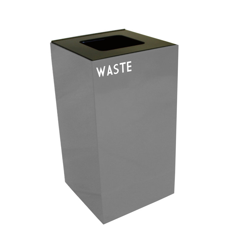Poubelle de recyclage Geocube 24 gallons, Ardoise, Carrée pour plastiques et déchets, 32 gallons
