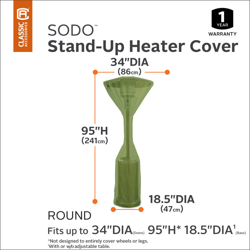 Herb Green Durable Polyester Stand-Up Patio Heater Cover