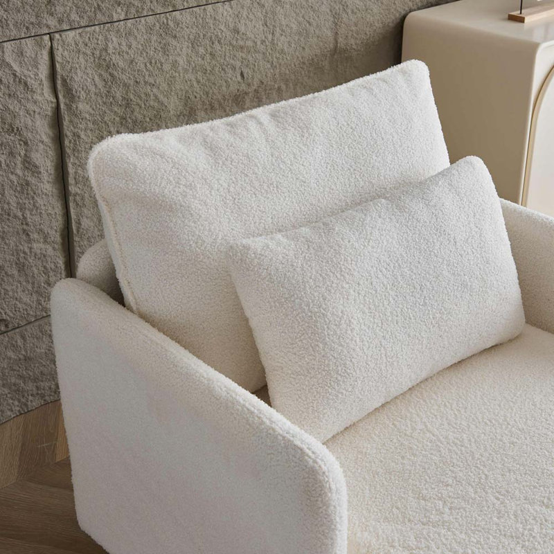Chaise d'appoint Juhee Modern Club Chair, Tissu Sherpa blanc