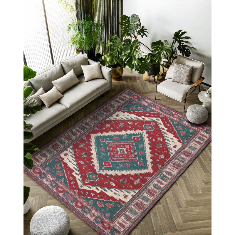 Moroccan Collection Digital Print Cotton-Polyester Rug, Rectangle 6'7" x 11'6"