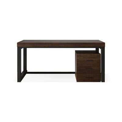 Nut-brown Rectangular Solid Wood Executive Desk with drawers desk