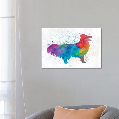 Shetland Seepdog In Watercolour by Paul Rommer - Wrapped Canvas Painting