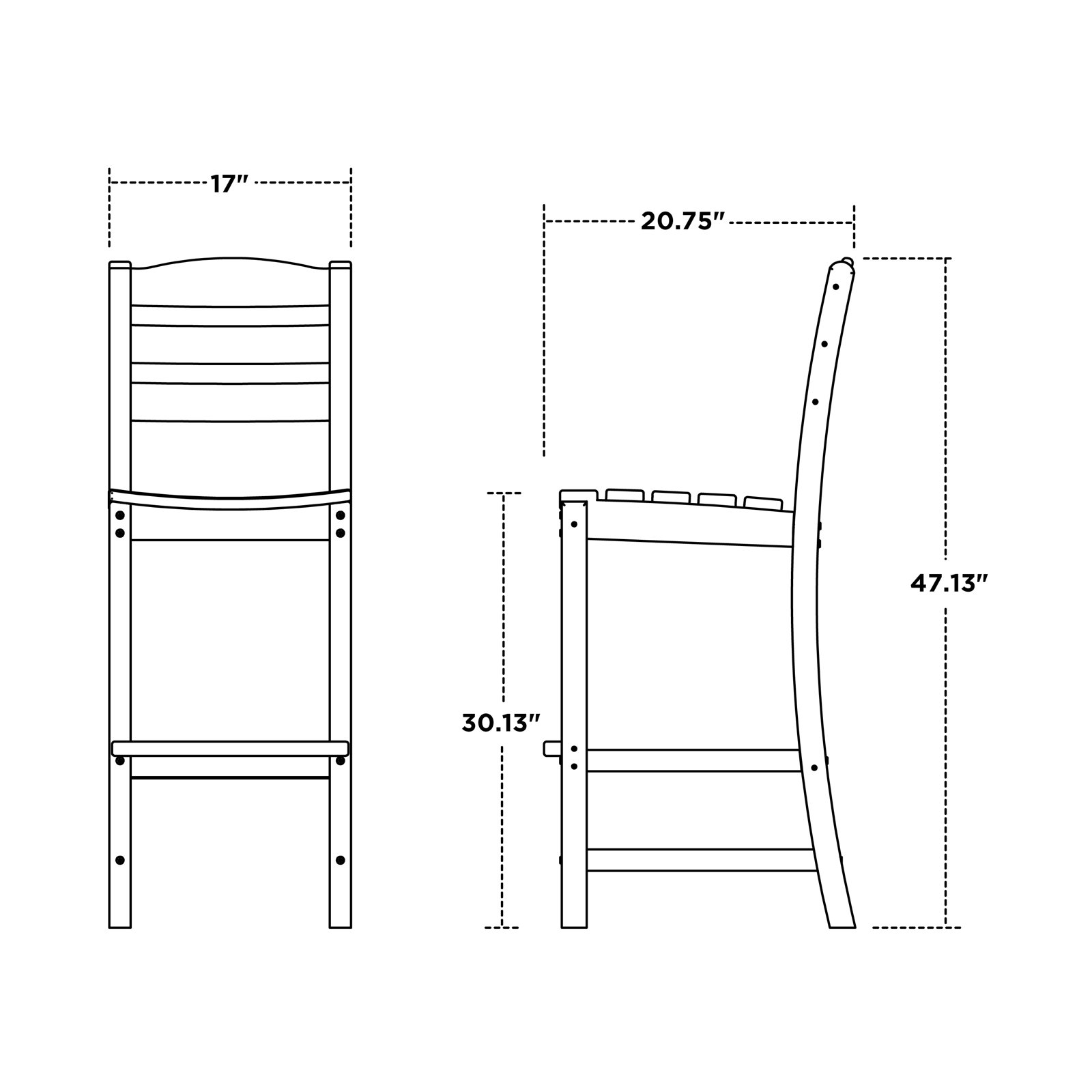 POLYWOOD® La Casa Café Armless Patio Bar Stool, Navy