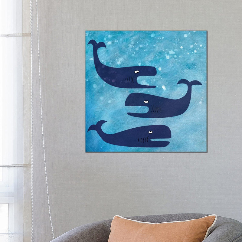 « Baleines » par Nic squirrell-impression, H 26 po x l 26 po x P 1,5 po, Toile tendue, Pas de tapis