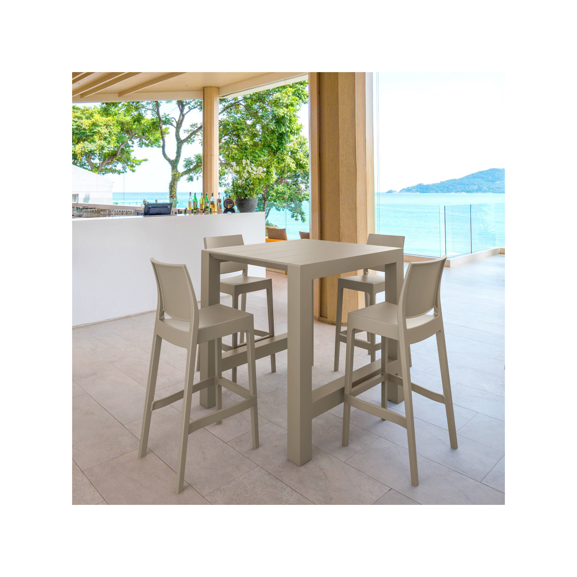 Adrienne Outdoor Bar Stool, Taupe, 29.5"