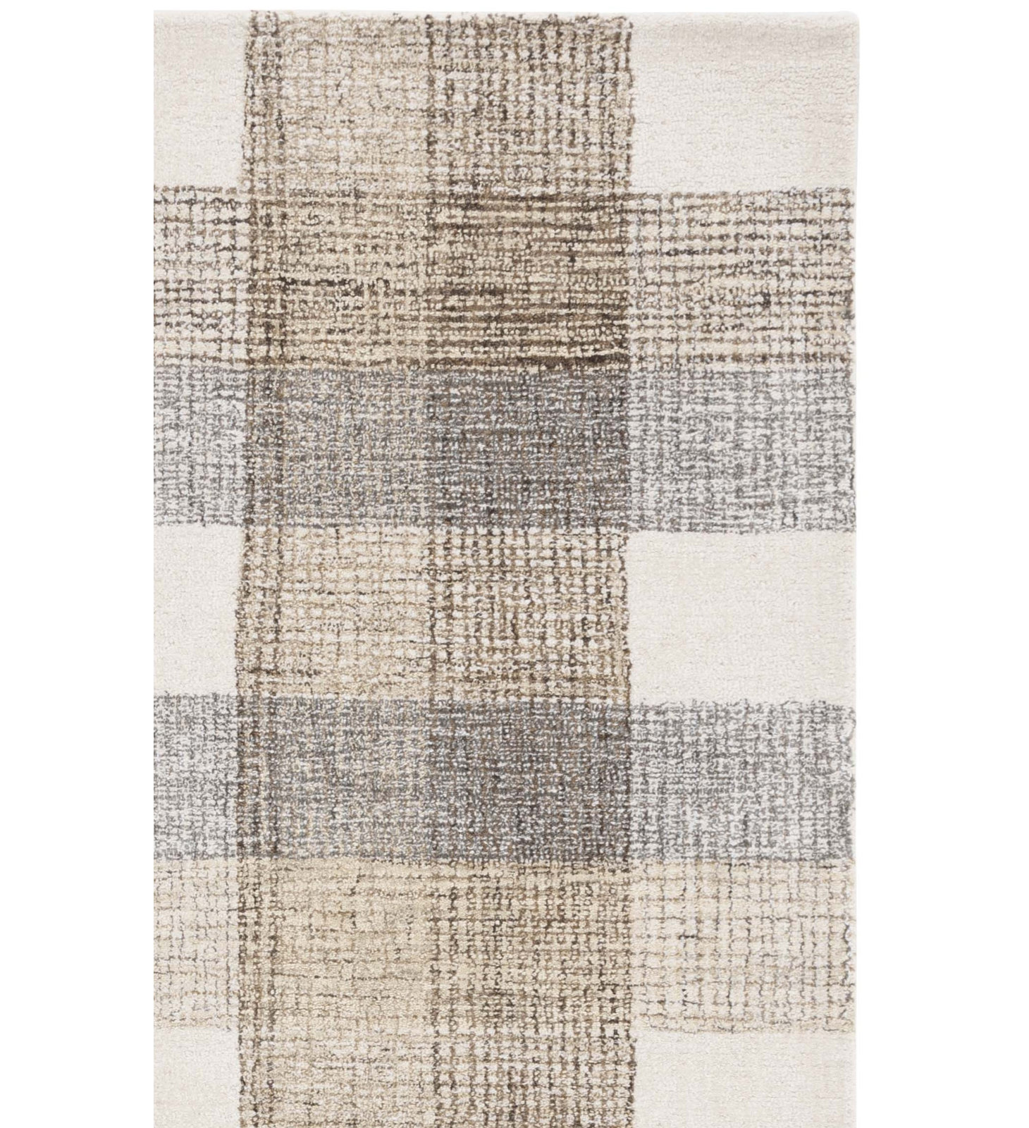 Genre Hand Tufted Wool;Cotton Plaid Rug, Rectangle 9' x 12'