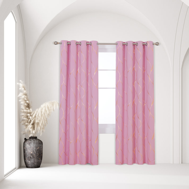 Valmar Blackout Curtain Pair, Pink, Width 132 x Drop 214cm