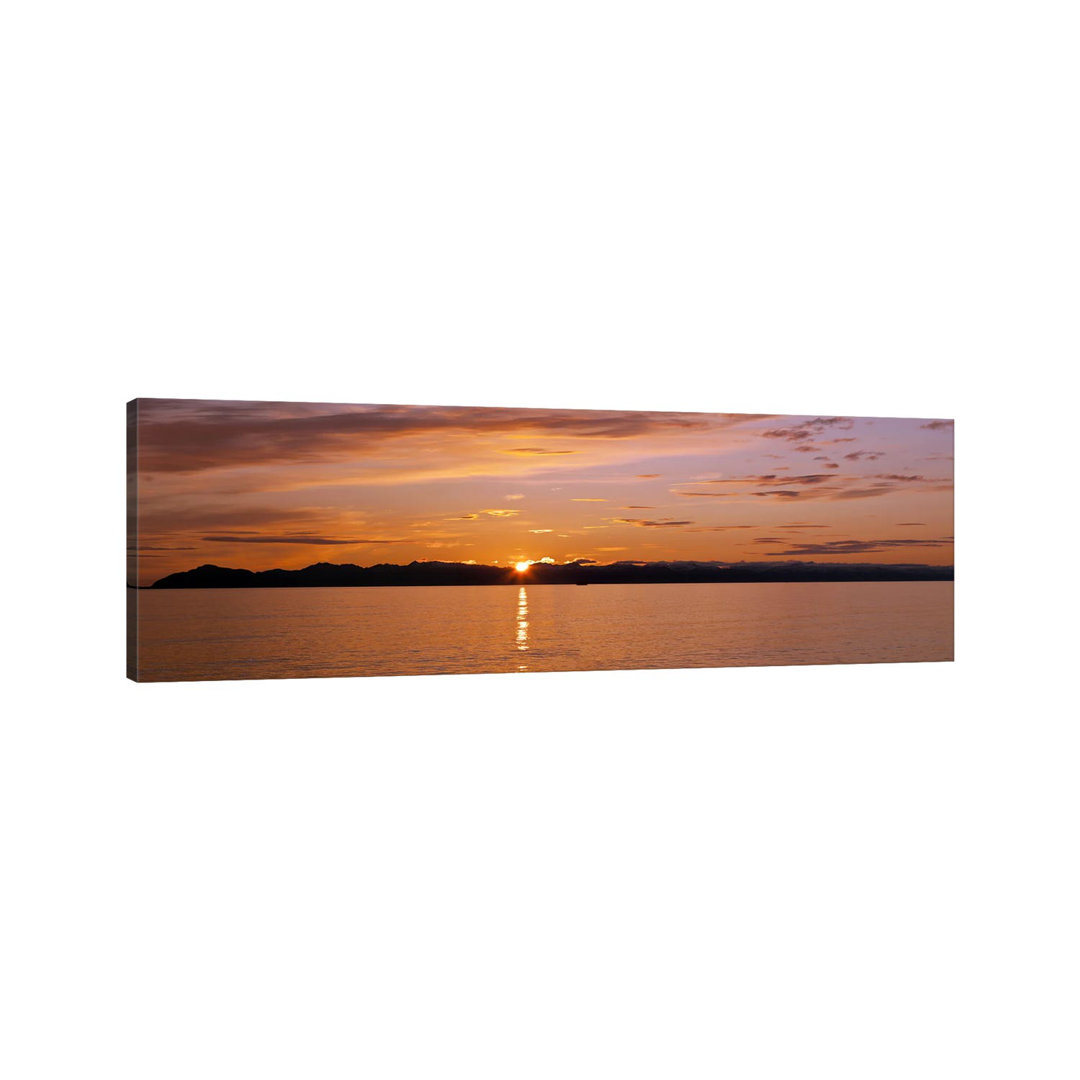 Ocean At Sunset, Inside Passage, Alaska, USA by Panoramic Images - Wrapped Canvas Panoramic Print