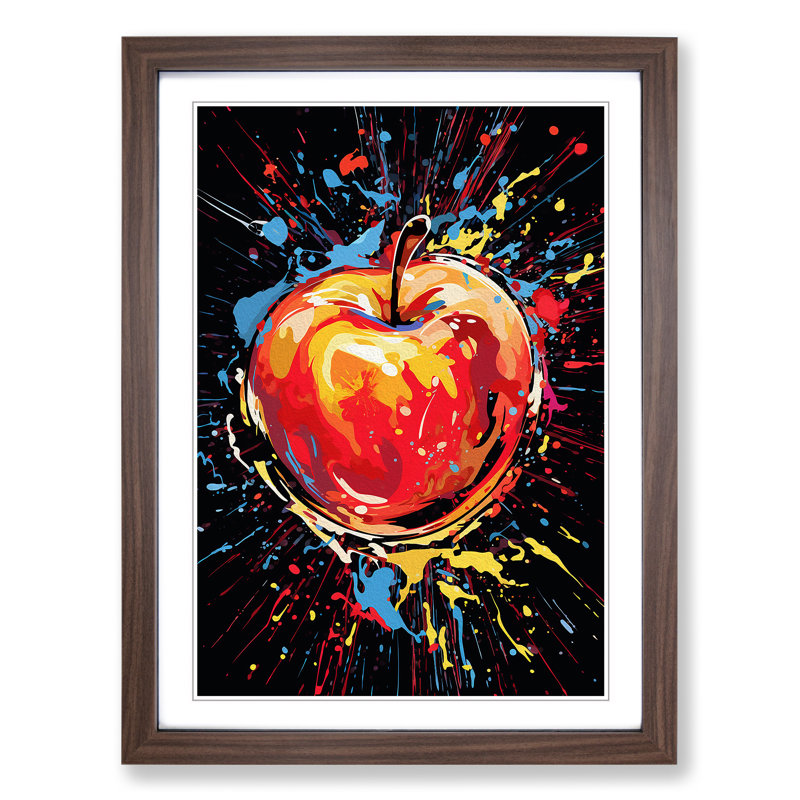 XYZ-FRM-V1223-1829 Apple Abstract No.2 - Single Picture Frame Print on Wood, Walnut , 46cm H x 34cm W x 2cm D