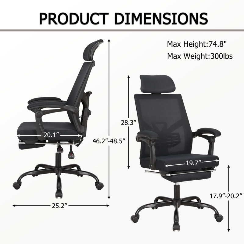 Chaise de bureau ergonomique Yepez, Noir