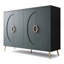 Buffet de luxe, crédence de rangement ronde à 4 portes en relief, console de vestibule moderne avec poignées en métal