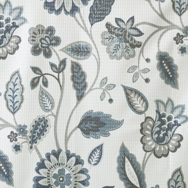 Polyester Printed Room Darkening Single Curtain Panel, 50" W x 95" L, Aqua