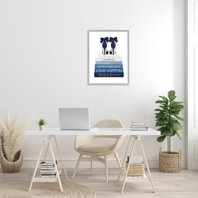 Bleu marine, talons de proue, chic, glam, bibliothèque, gris, ferme, surdimensionné, art numérique sur toile Giclée par Amanda Greenwood